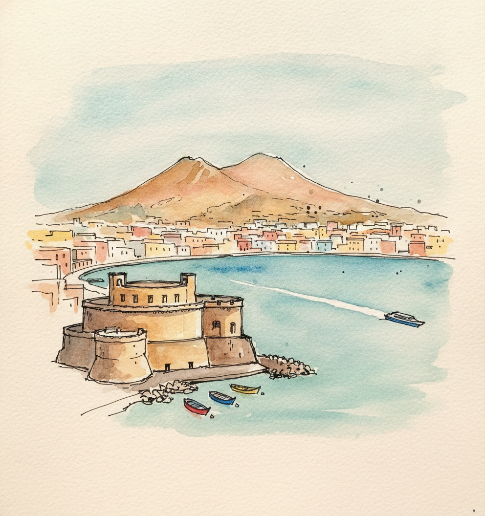Naples Bay with Vesuvius, Italy example 3