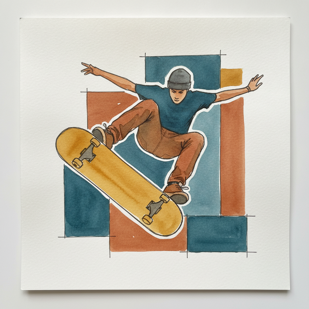 Skateboarder Doing a Trick Toward Camera example 3