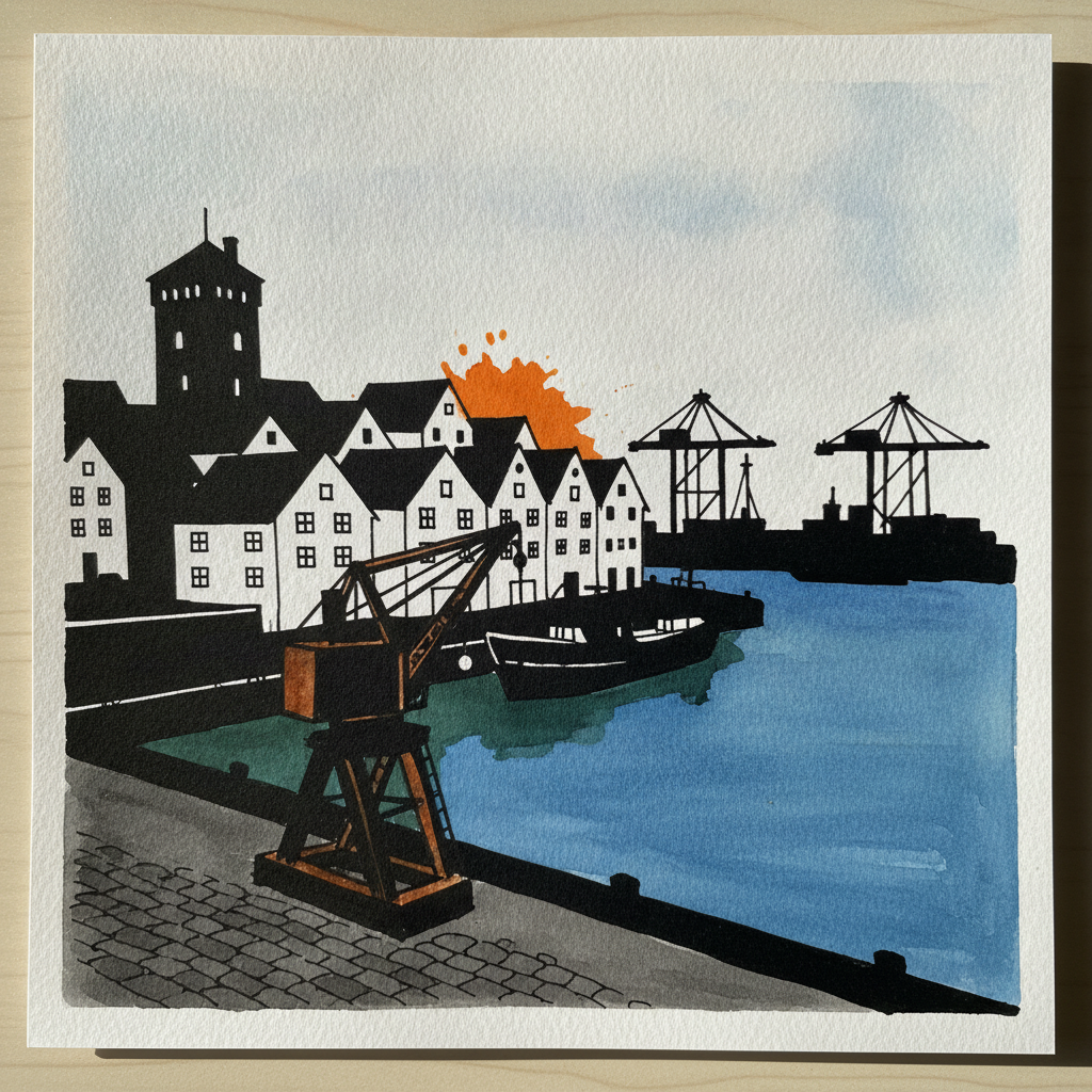 Stavanger old harbor with white wooden houses, Norway example 3