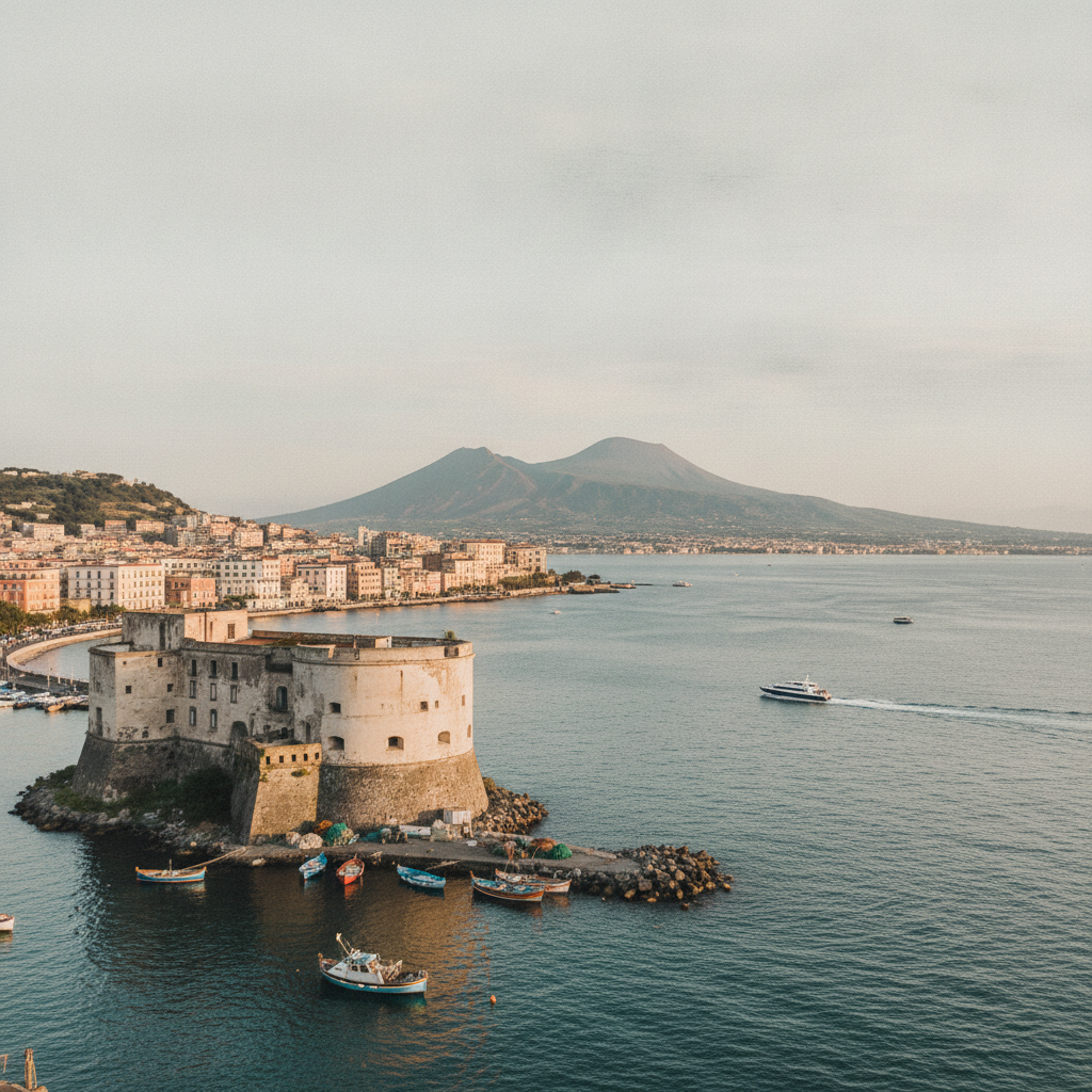 Naples Bay with Vesuvius, Italy AI-generated photoreal reference