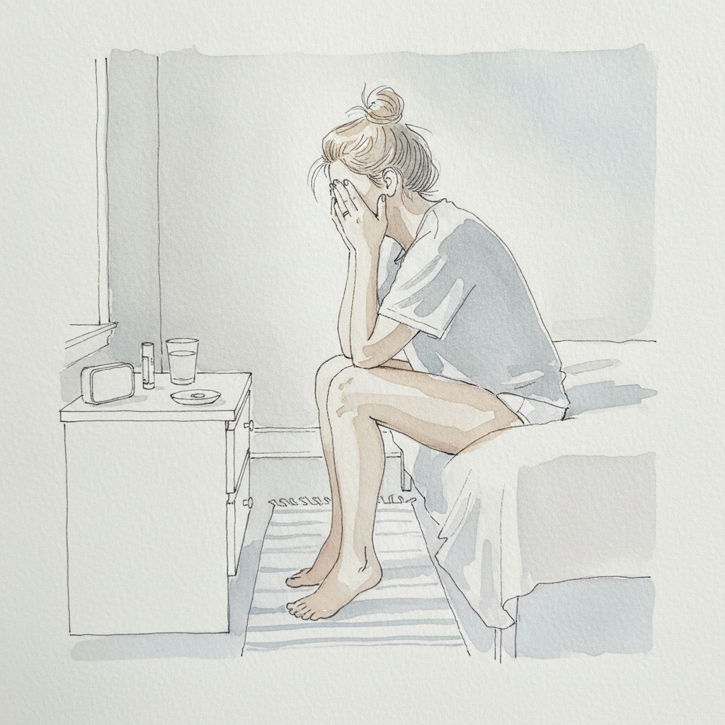 Person rubbing eyes morning example 1