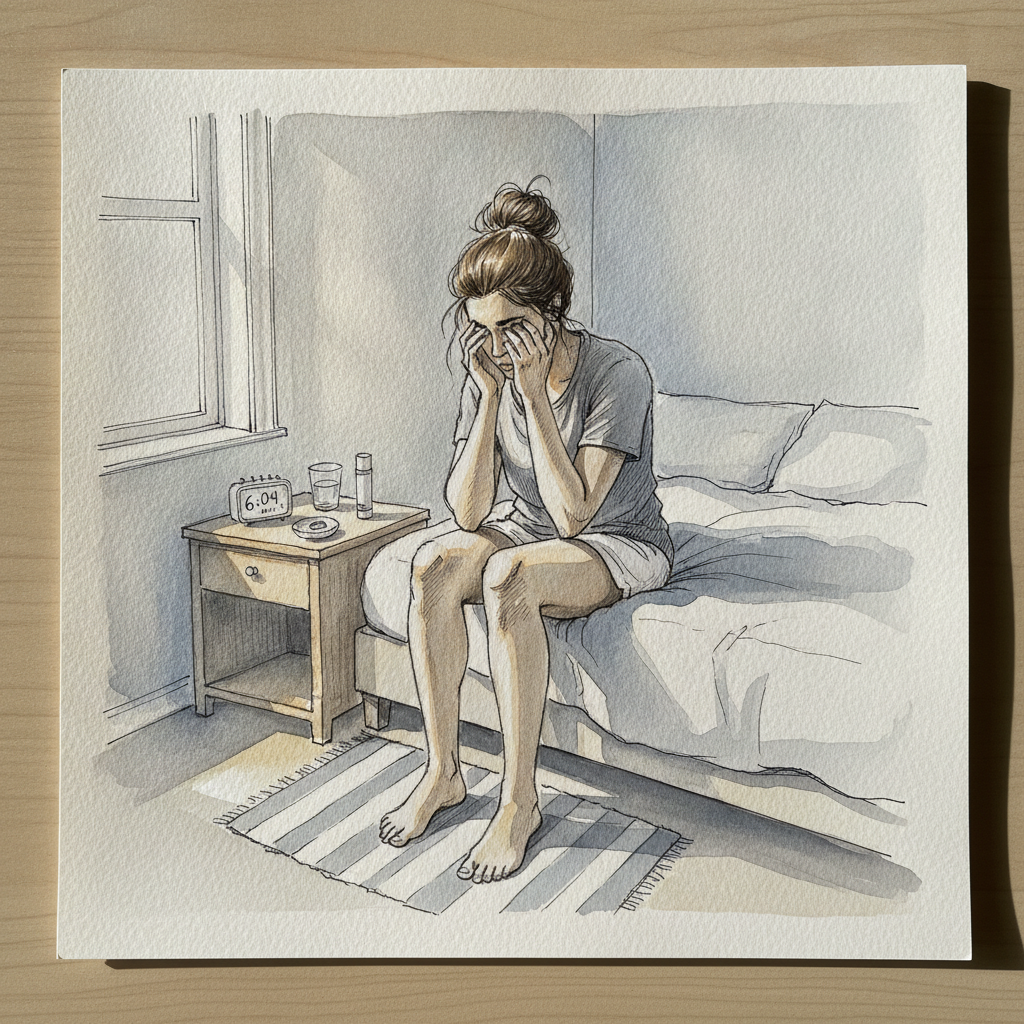 Person rubbing eyes morning example 2