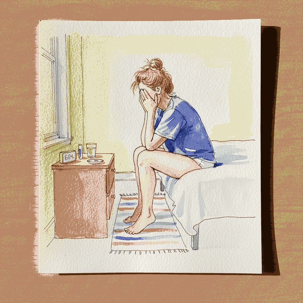Person rubbing eyes morning example 3