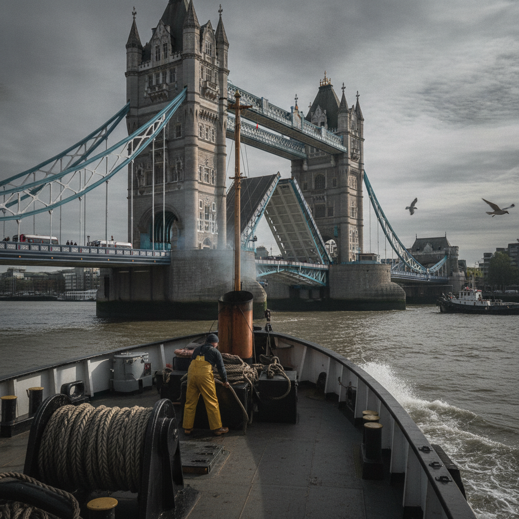 Tower Bridge from a Tug AI-generated photoreal reference