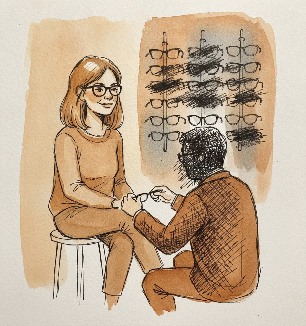 Glasses being fitted example 1