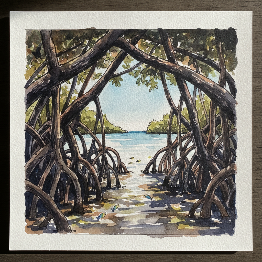 Kayak-eye view through prop roots, Florida Keys example 1