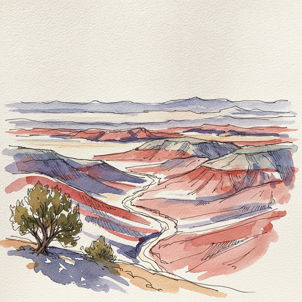 Painted Desert overlook, Petrified Forest, Arizona, USA example 1