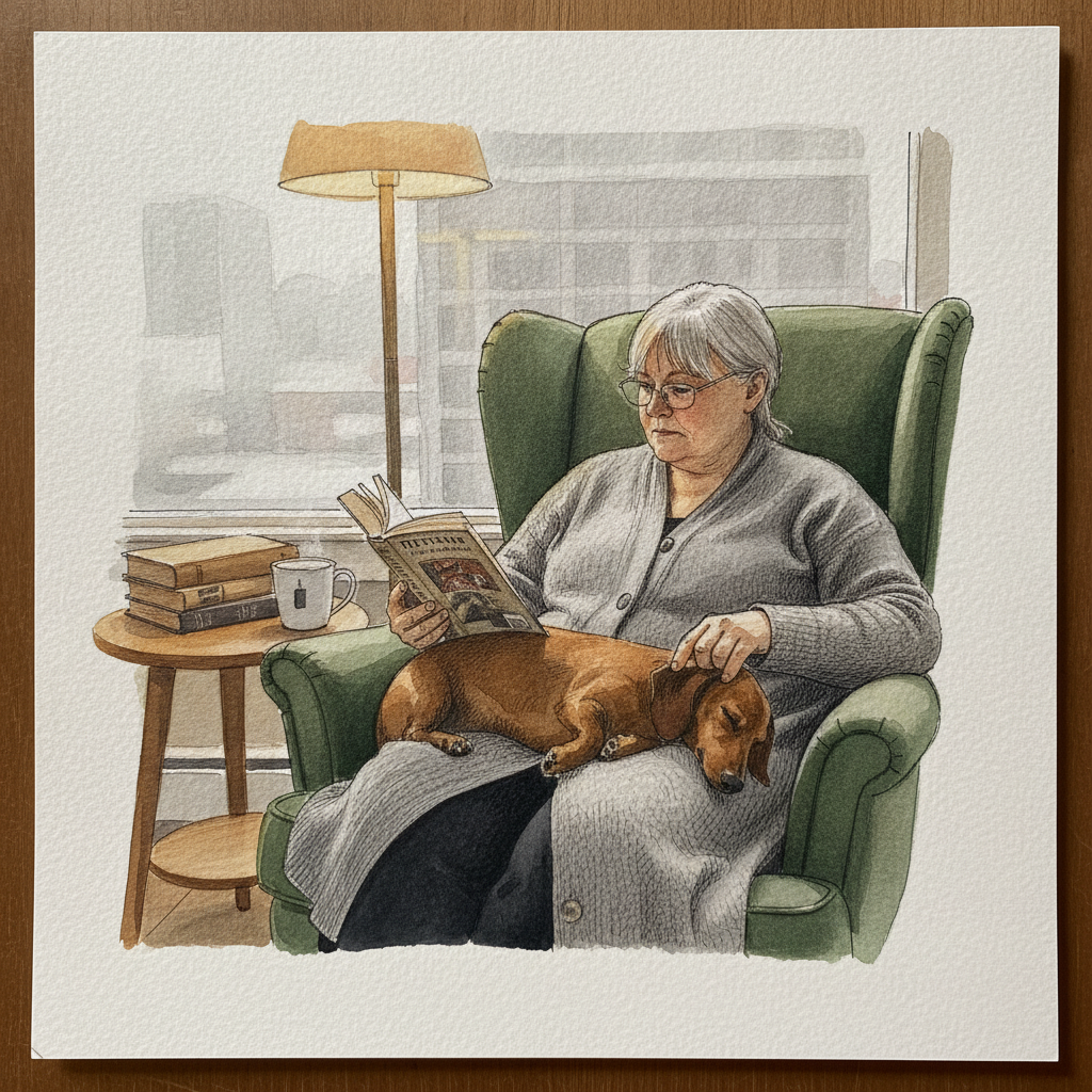 Person reading with dog on lap example 2
