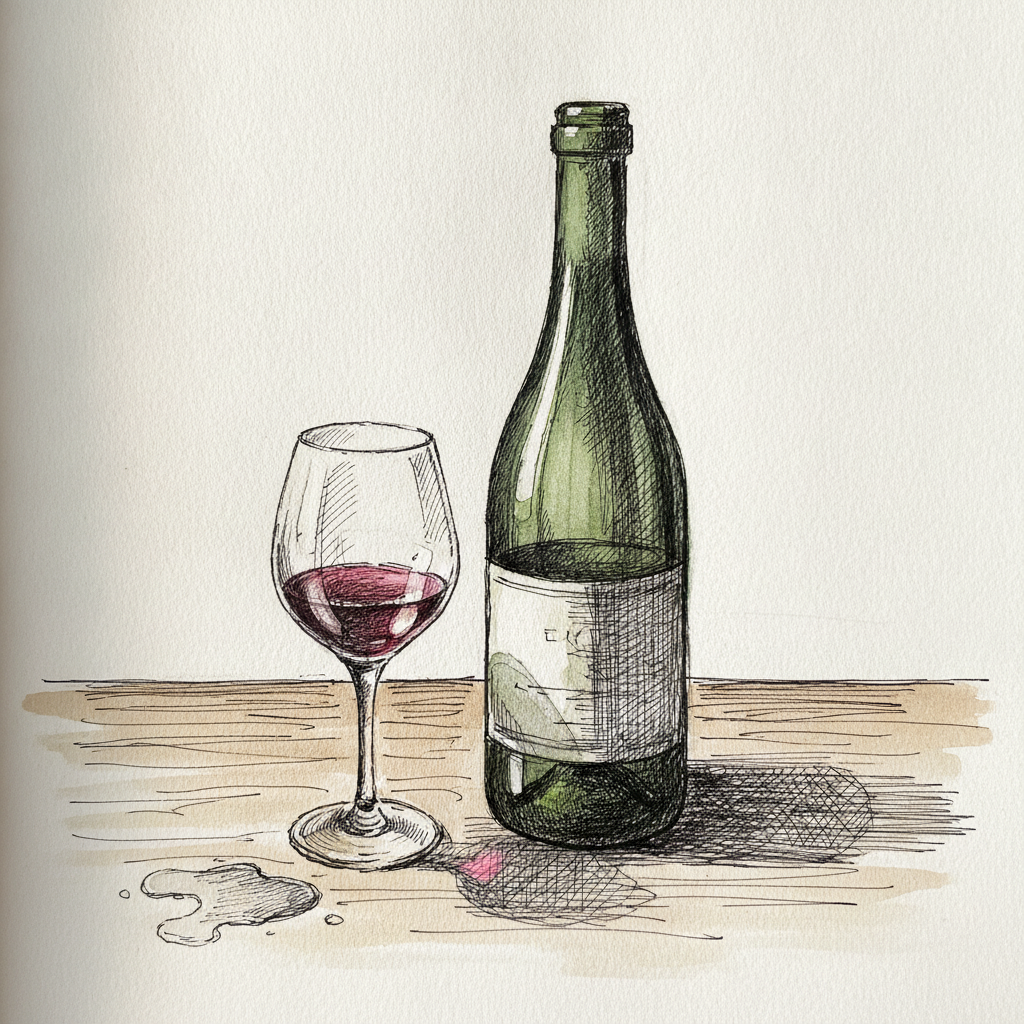 Bordeaux Bottle and Glass example 2