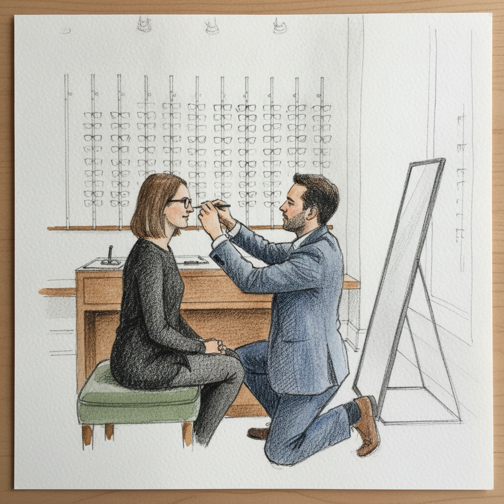 Glasses being fitted example 2