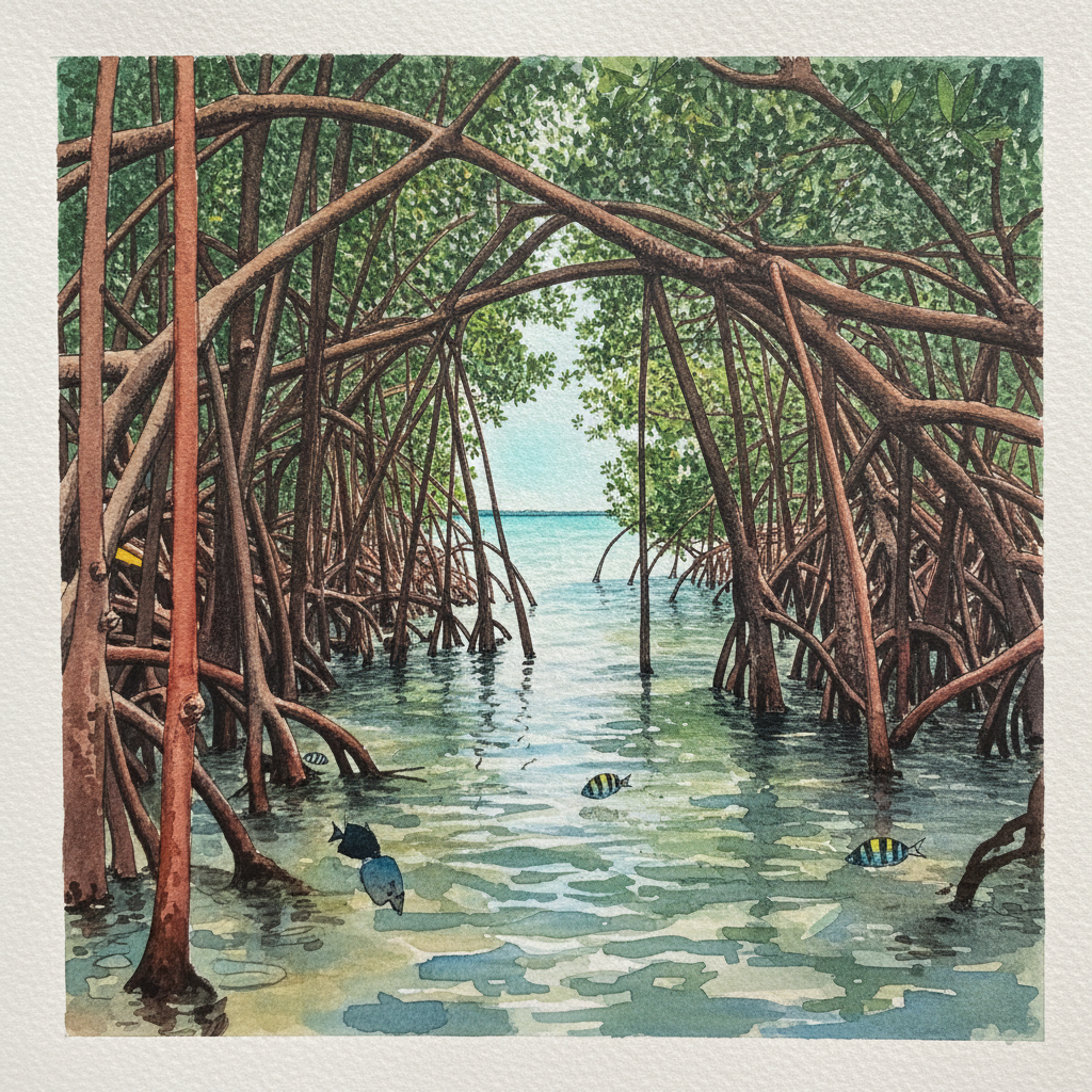Kayak-eye view through prop roots, Florida Keys example 2