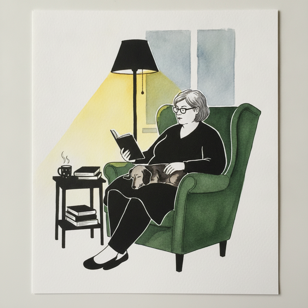 Person reading with dog on lap example 3