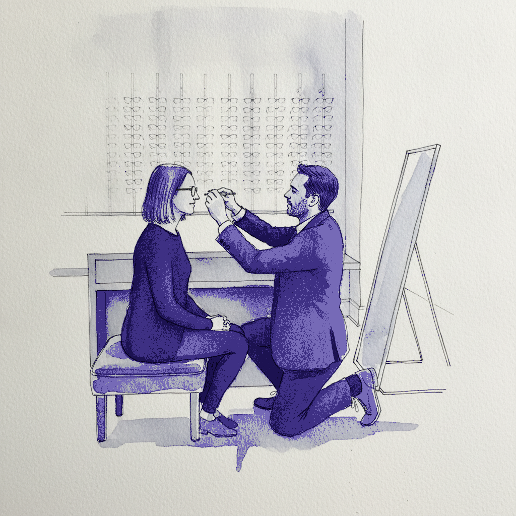 Glasses being fitted example 3