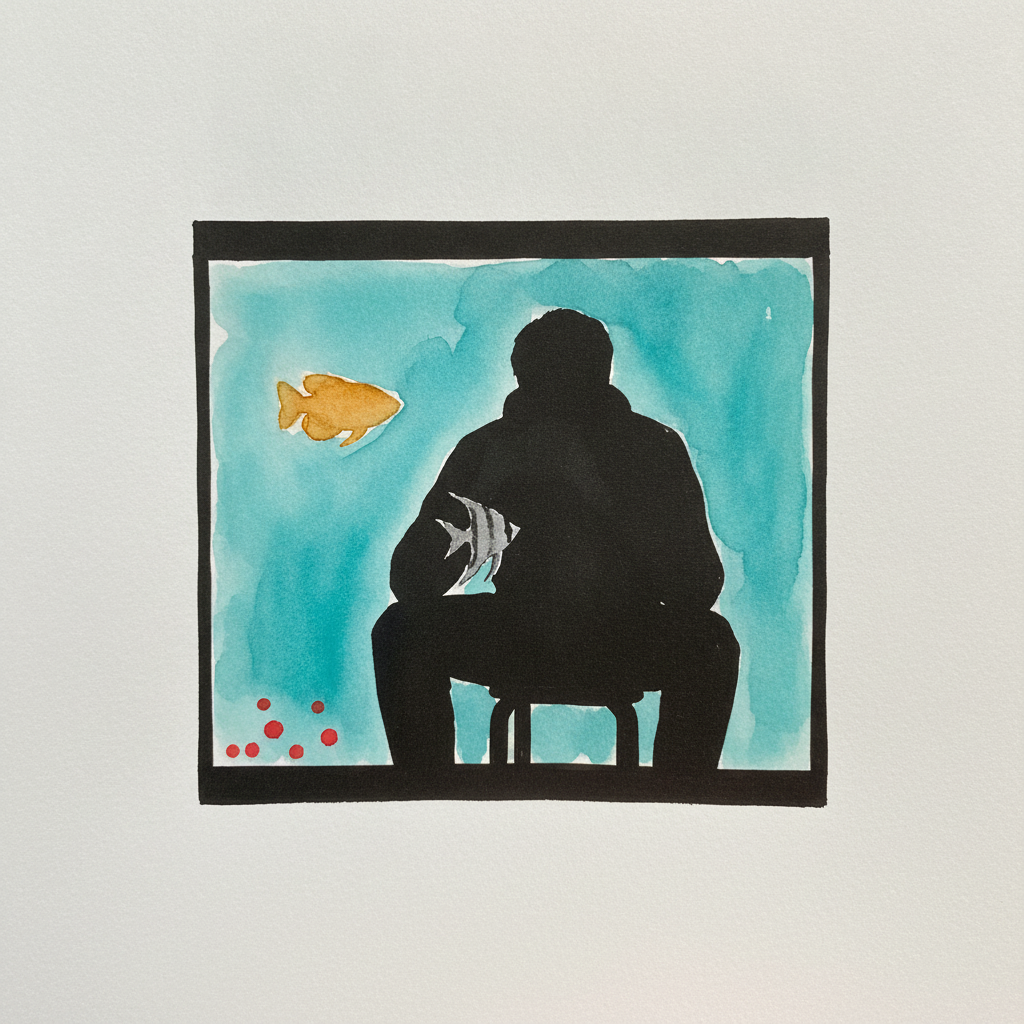 Person watching aquarium fish example 3