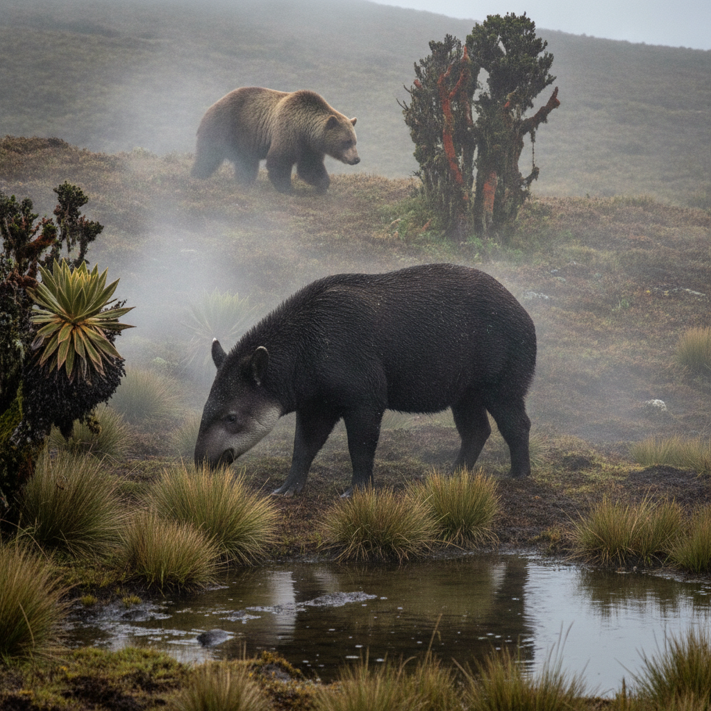 Mountain tapir AI-generated photoreal reference