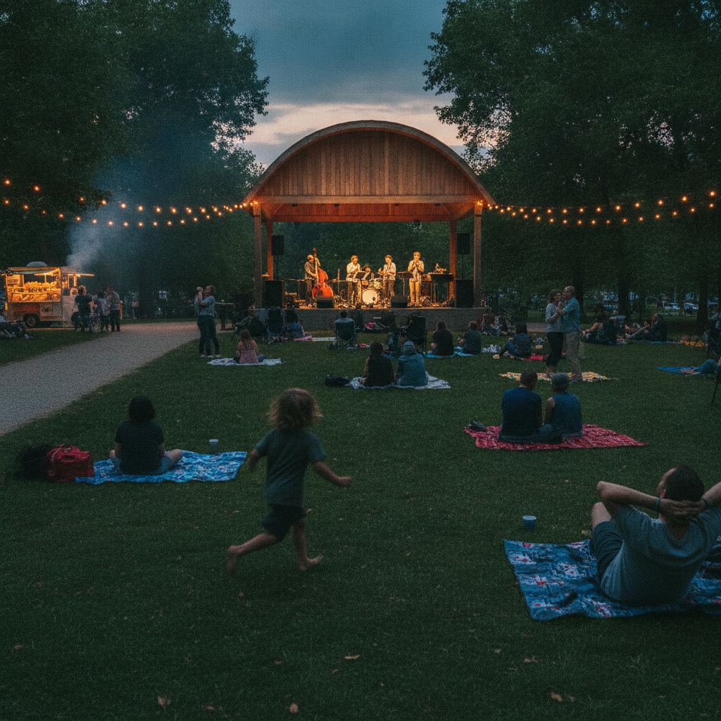 Bandshell with concert in progress AI-generated photoreal reference