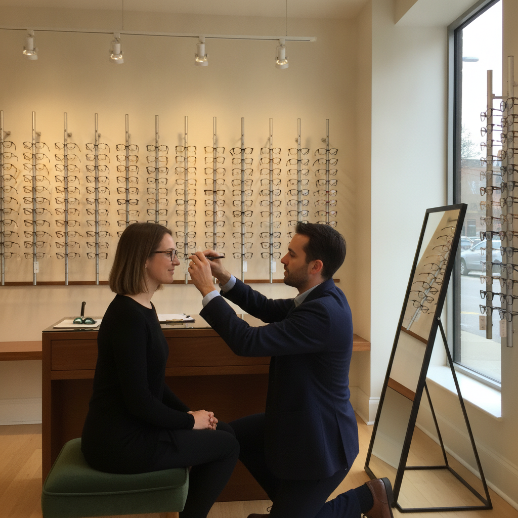 Glasses being fitted AI-generated photoreal reference