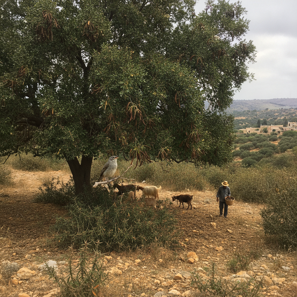 Carob tree AI-generated photoreal reference