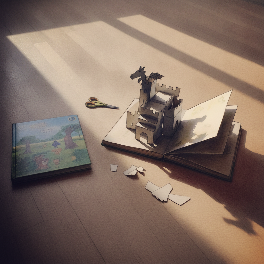 Children's pop-up book half-opened example 1