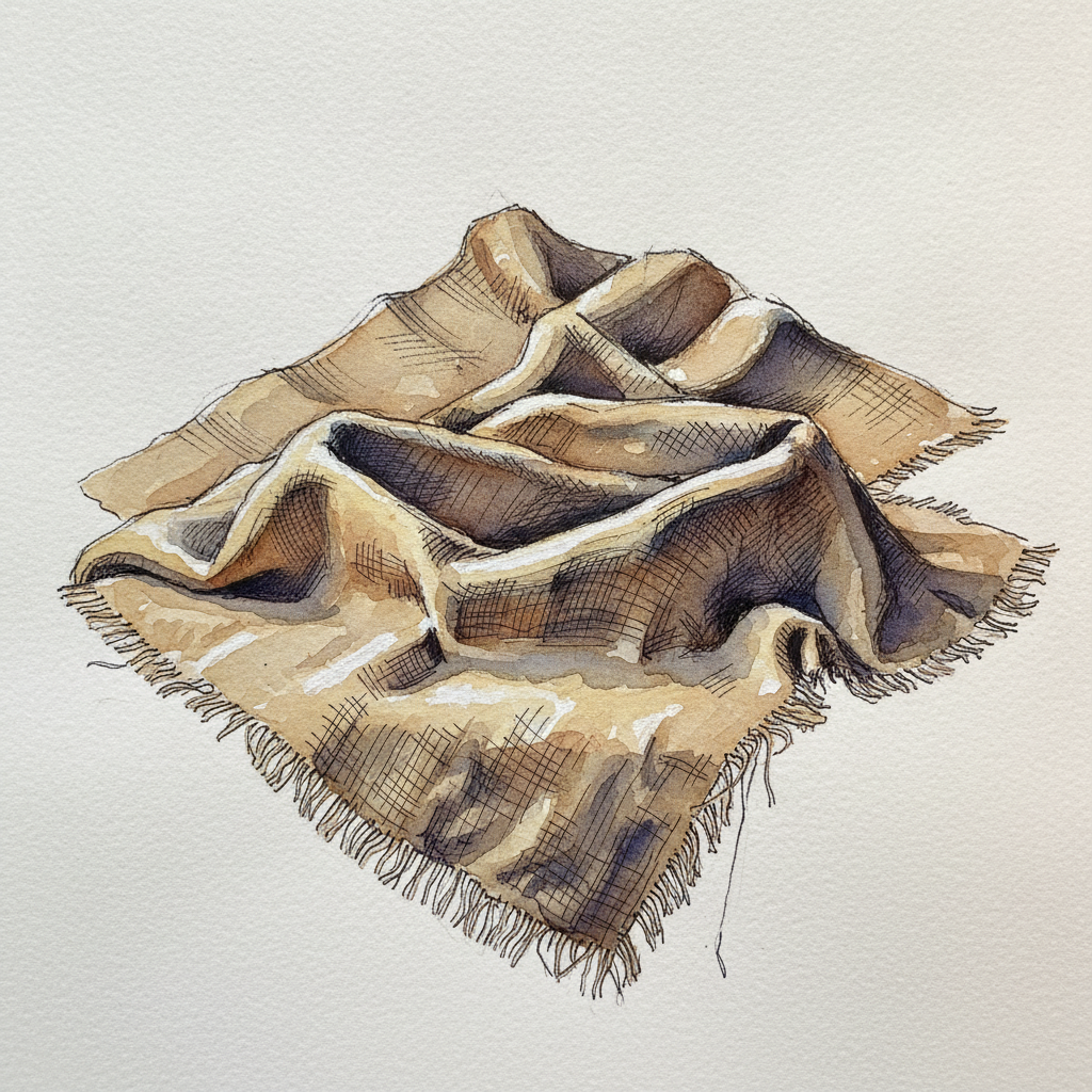 Burlap cloth in rustic still life example 1