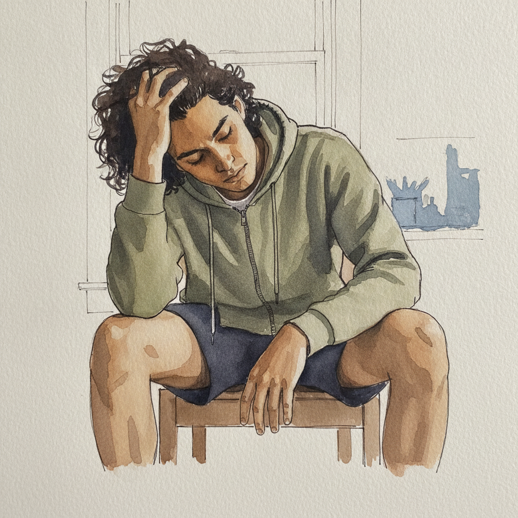 Knees Apart, Hand Through Hair example 1