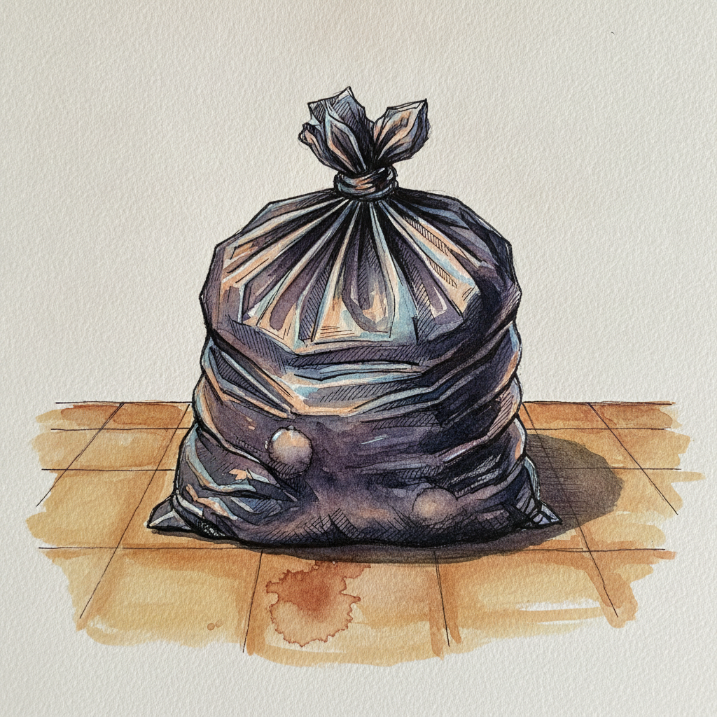 Trash Bag, Tied and Set example 2