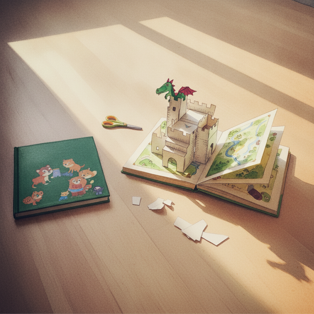 Children's pop-up book half-opened example 2