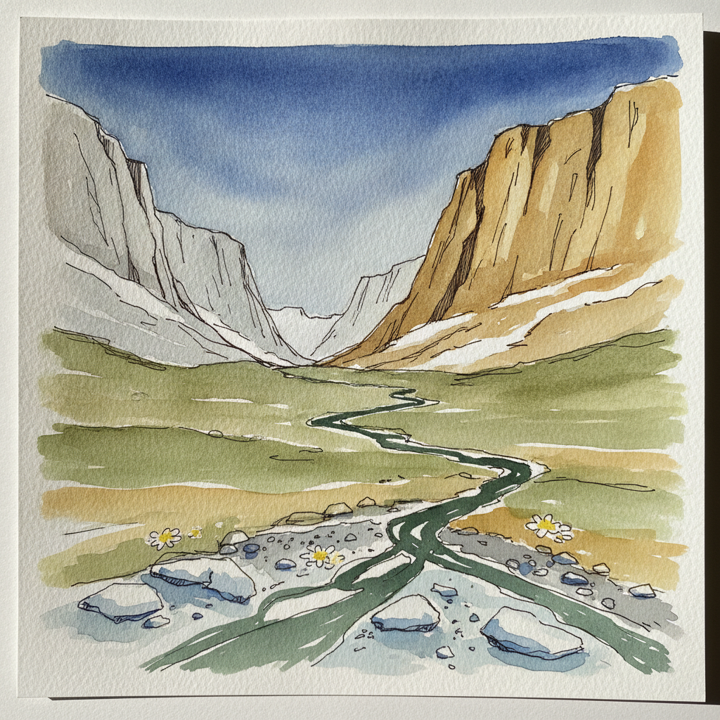 Akshayuk Pass tundra floor, Auyuittuq National Park, Baffin Island, July example 2