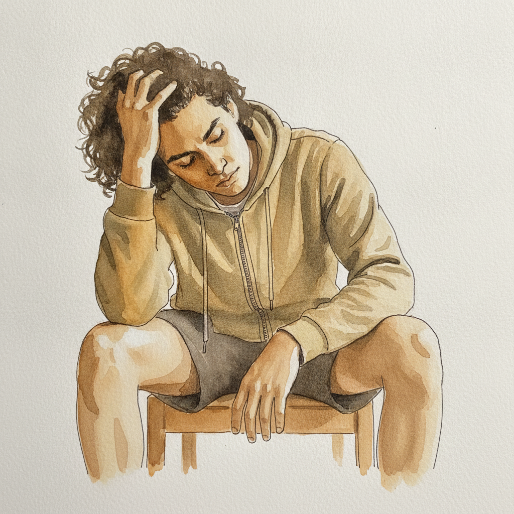 Knees Apart, Hand Through Hair example 2