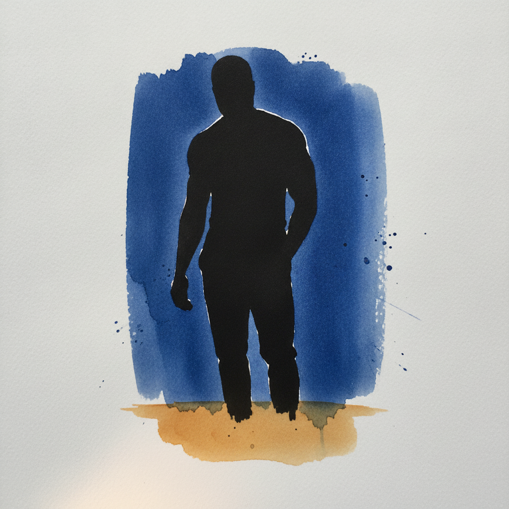 Black man, late 30s, athletic, weight left, gaze down example 3