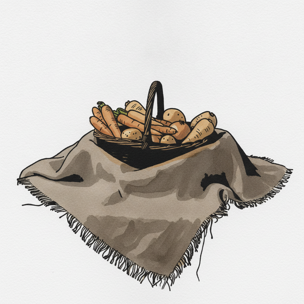 Burlap cloth in rustic still life example 3