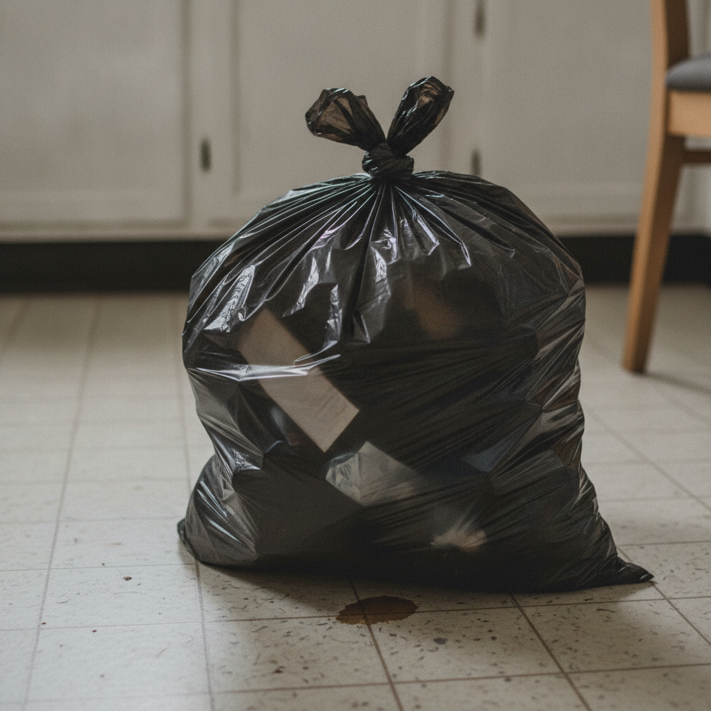 Trash Bag, Tied and Set AI-generated photoreal reference