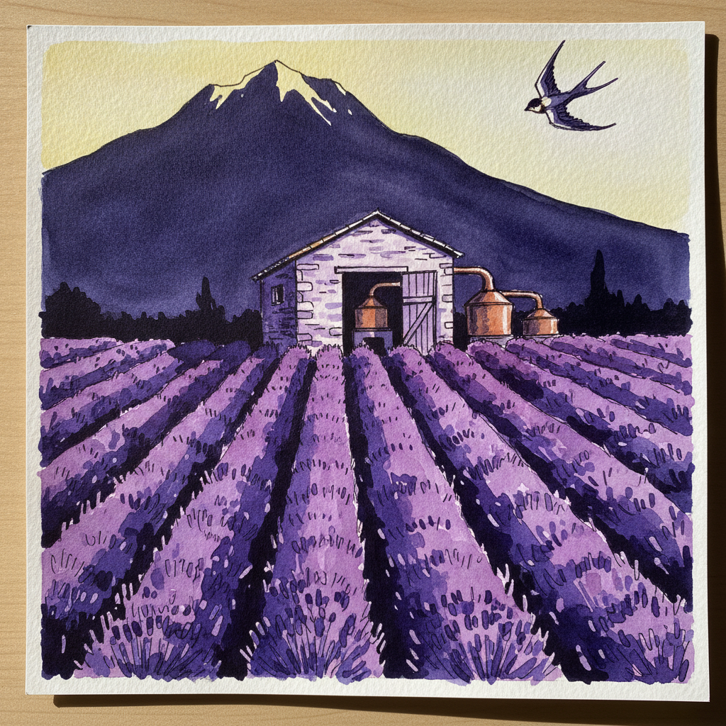Golden hour rake across Provence lavender, Sault example 1