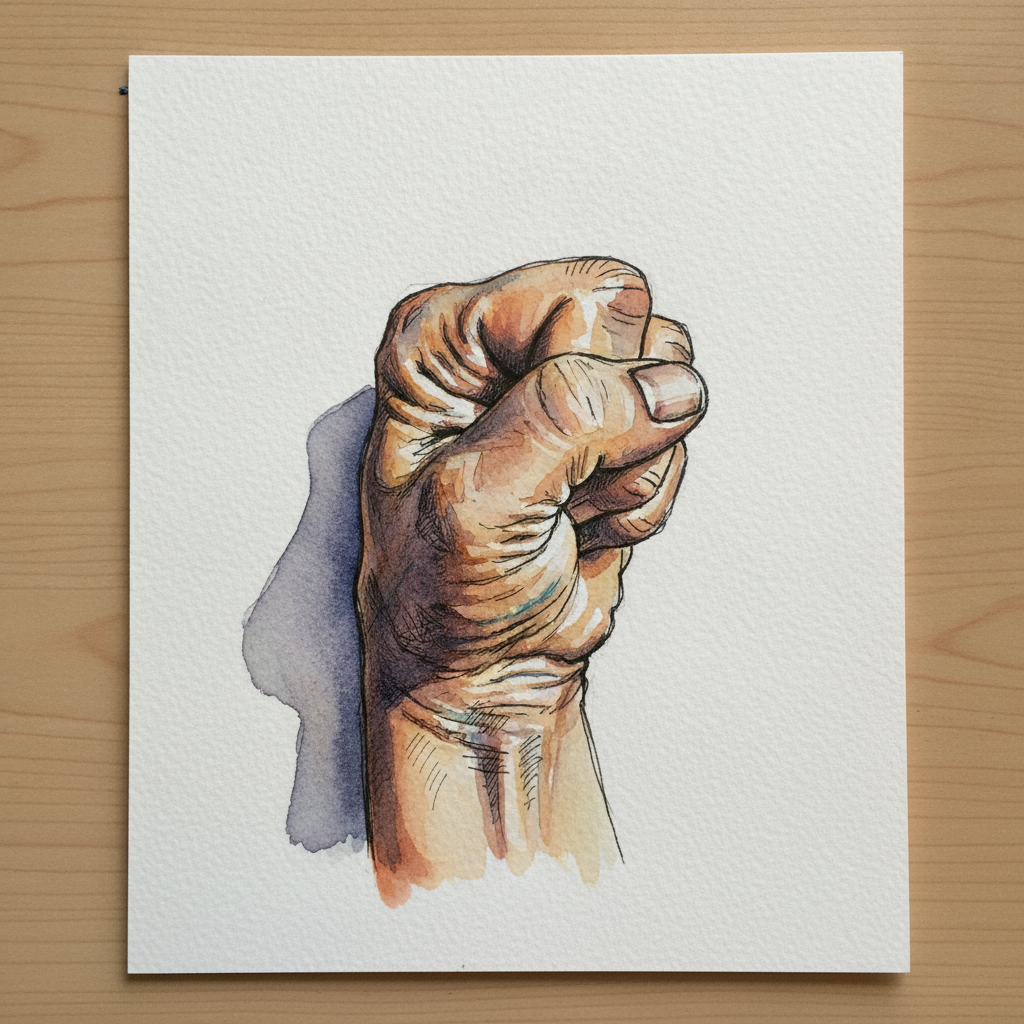Aging Knuckle Closeup, Mixed-Race Woman 70s example 1