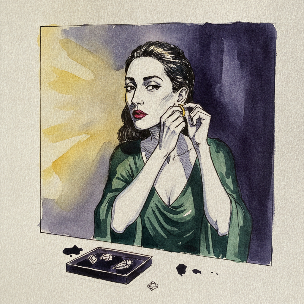 Person putting in earrings example 1
