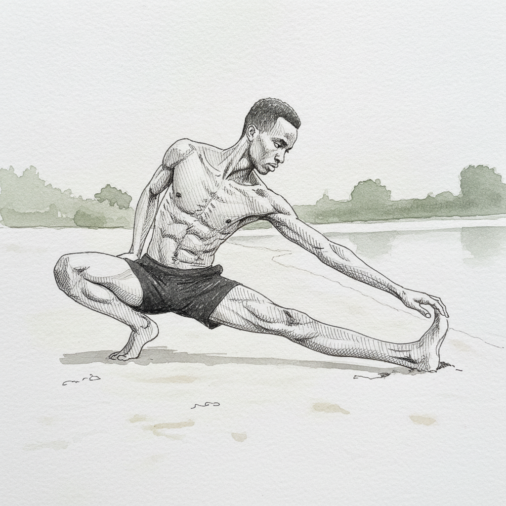 Cossack Squat, Bare Riverbank example 1