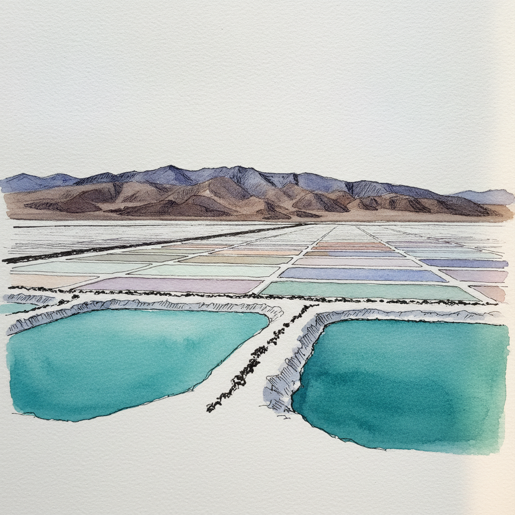 Lithium pond patchwork wide view, Atacama Chile example 2