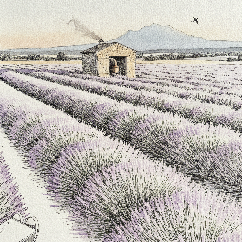 Golden hour rake across Provence lavender, Sault example 2