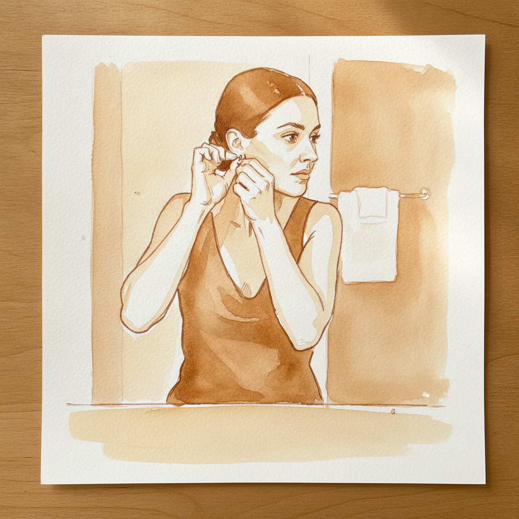 Person putting in earrings example 2