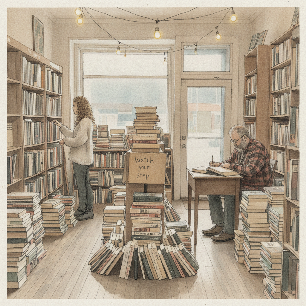 Used bookstore with stacks example 2