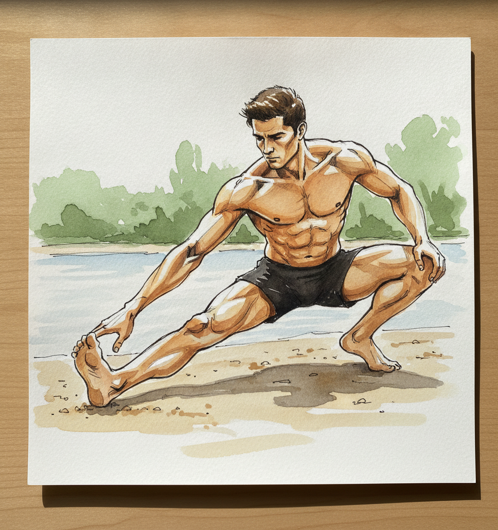 Cossack Squat, Bare Riverbank example 2