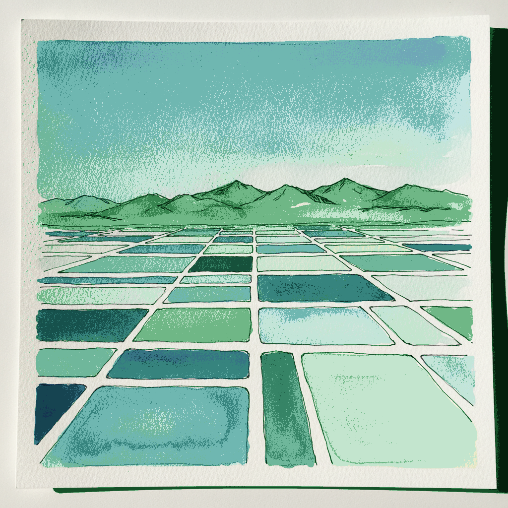 Lithium pond patchwork wide view, Atacama Chile example 3