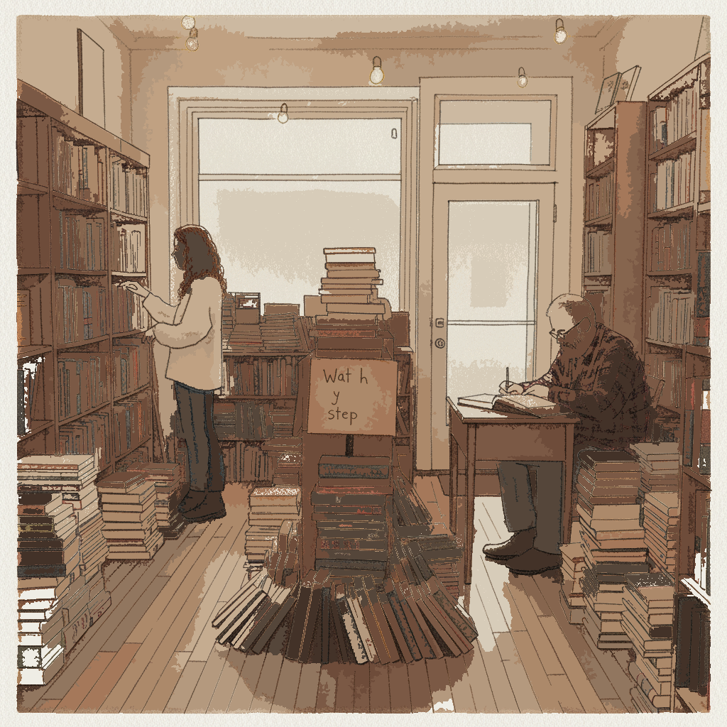Used bookstore with stacks example 3