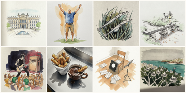 Humboldt University Main Building, Berlin, Germany, Joyful arms-up jump, soft-bodied man, Northern pipefish, Lakeland Stepping-Plank, and more — pen + watercolor for August 29, 2026