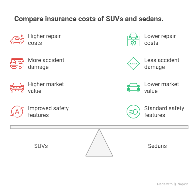 SUVs and sedans comparative costs