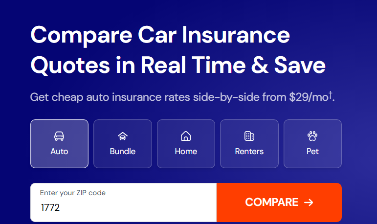 Insurify&nbsp; website screen