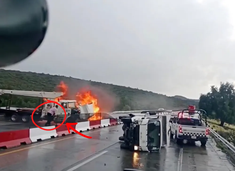 Man Escapes Fiery Death On Highway Corridor In Mexico
