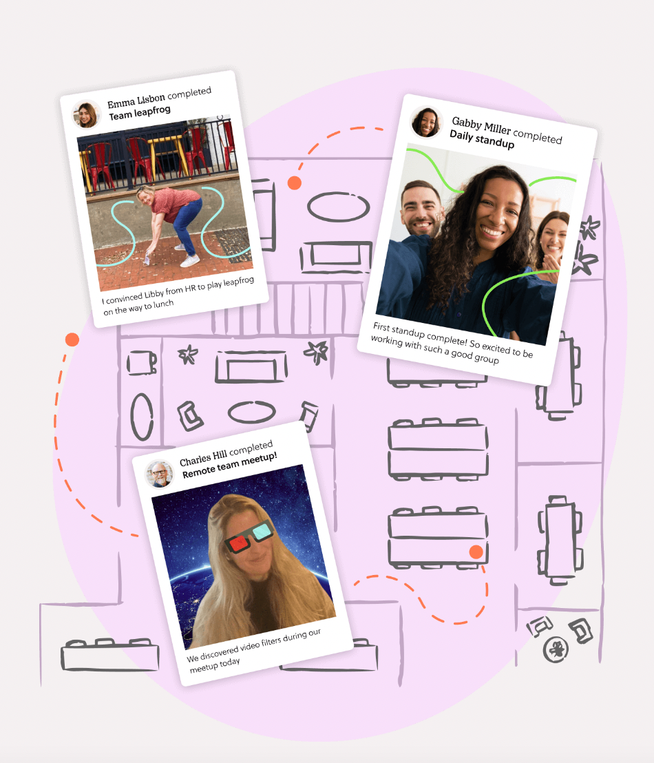 three photos of women with captions