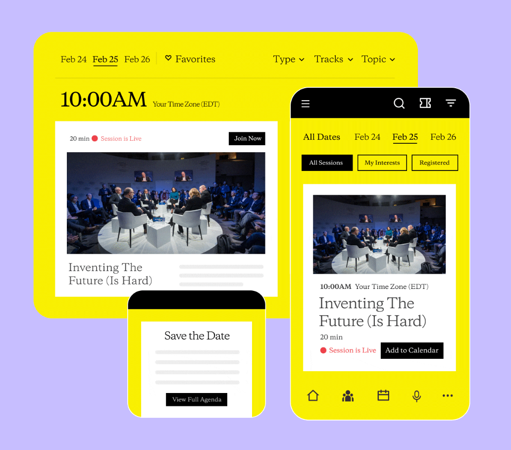 screenshots of Bizzabo platform