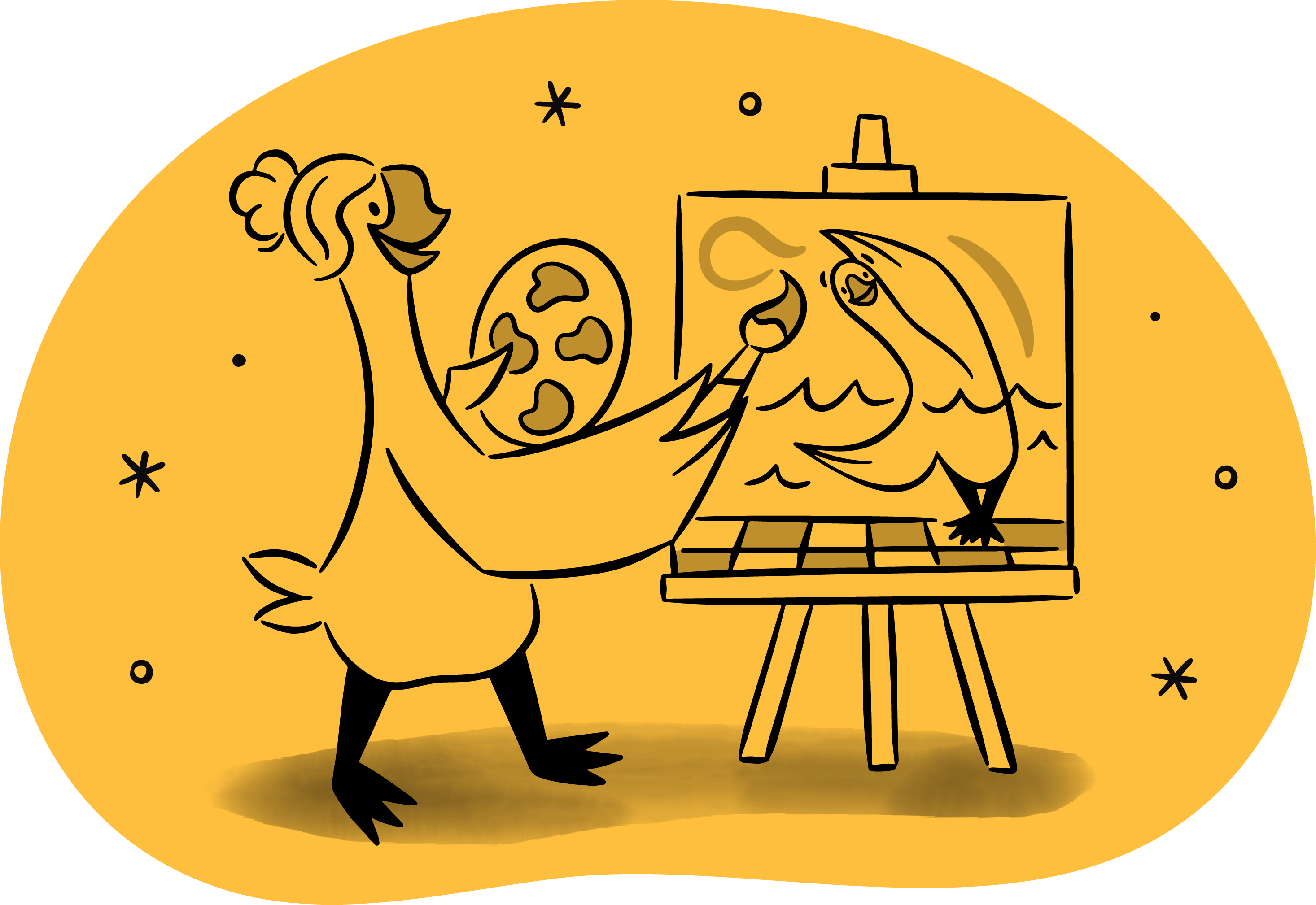 a goose painting another goose